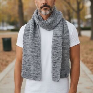 Men Gray Knit Scarf